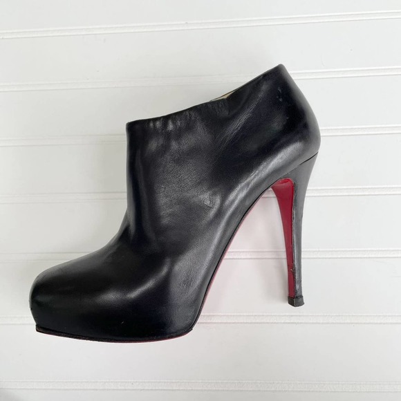 Christian Louboutin Shoes Heels Platform Ankle Boots Miss 120 Bootie Leather Bla - Picture 8 of 16